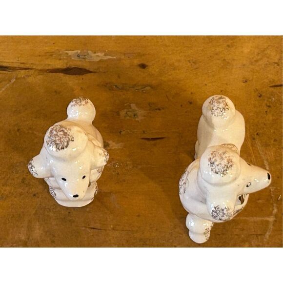 LOT OF 2 VINTAGE PORCELAIN CERAMIC MINIATURE POODLE DOG FIGURINES (8174) - Picture 5 of 6